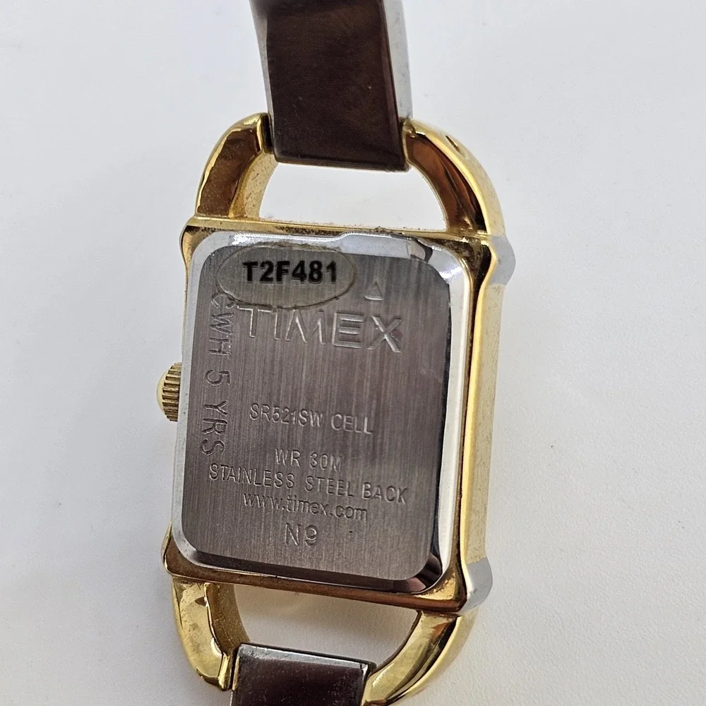 Timex Watch Analog Women 18MM White Dial Gold Gray Bracelet 6.5